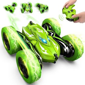 Remote Control Car For Kids, 4WD 360 Degree Flip Stunt RC Car, Rechargeable Double-Sided Drift Racing Toy For Boys And Girls (Option: Green)