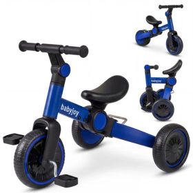 5-In-1 Foldable Toddler Tricycle, Adjustable Handlebar & Ergonomic Seat With Removable Pedals - Blue (Option: defaulttitle)