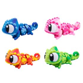 4PCS 3D Printed Chameleon Figurine Set, Articulated Flexible Mini Chameleons, Colorful Animal Desk Decor, Collectible Display Ornaments (Option: PLA-4PCS)