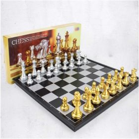 Travel Folding Magnetic Chess Set,9.8 In, 25 Cm,Folding And Portable Chess Board Games (Option: golden)