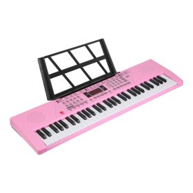 3 Types Options -- 1Pc 61 Keys Digital Music Keyboard Electric Piano Electronic Musical Instrument Kids Learning Keyboard With Microphone Stand F (Option: PinkWLight)