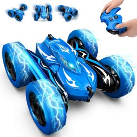 Remote Control Car For Kids, 4WD 360 Degree Flip Stunt RC Car, Rechargeable Double-Sided Drift Racing Toy For Boys And Girls (Option: Blue)