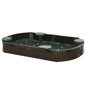 Kids Outdoor Sandbox with Cover Garden Bed Sand Pit, Easy Assembly Children's Oval Sandbox for Backyard, Brown, 72" x 41.25" x 8.75" (Option: Brown-660x420x230 mm)