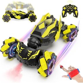 Gesture Sensing RC Stunt Car Toy For Kids Ages 6-12, Remote Control Birthday Gift (Option: Black yellow)