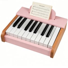 18-Key Wooden Kids Piano with Music Stand, Pastel Color Toddler Musical Toy, Educational Keyboard Instrument Gift for Boys Girls Ages 3+ Pink (Option: Default Title)