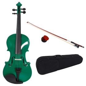 New 4/4 Acoustic Violin Case Bow Rosin Green (Option: As picture)