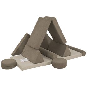 12 Pieces Kids Foam Climbing Blocks with Washable Cover for Toddlers, Khaki (Option: Khaki-370x370x750 mm)