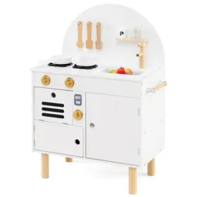 White Wooden Kids Play Kitchen With Interactive Stove & Sink, ASTM/CPSIA Compliant Pretend Cooking Set For Ages 3+ (Option: defaulttitle)