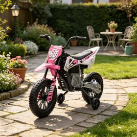 Pink 12V Kids Electric Ride On Motorcycle: with Twist Grip Throttle, Training Wheels, Rear Suspension & Music for Toddlers (Option: Default Title)