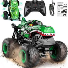 Green Dinosaur Toys For Kids, RC Truck With 360 Spins And Drifting, Toy Car (Option: Green)