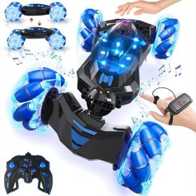 Gesture Sensing RC Stunt Car, Hand-Controlled Remote Control Toy For Kids (Option: Blue)