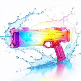 Pink Futuristic Electric Water Gun, Rechargeable, Transparent Gradient, Continuous Firing, Perfect For Pool, Beach, And Outdoor Water Games. (Option: Pink)
