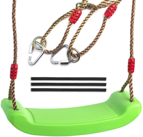 Swing Seat Green For Kids And Adults With Length Control Hinge 220lb 100kg Load Ninja Slackline Ready Triangle Carabiners Included Playground Swi (Color: Green)