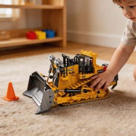9 Channel 2.4GHz RC Heavy Duty Alloy Bulldozer With Metal Blade, Rechargeable Battery And Cyber Truck Style. The Ultimate Construction Toy For Ac (Option: BC 1045)