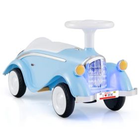Kids Ride On Sliding Car, Foot-to-Floor Toy With LED Lights & Horn (Blue 19-36 Months) (Option: defaulttitle)