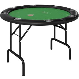 Poker Table Foldable 47" Round Casino Folding Game Table for 8 Players with Cup Holders, Green (Option: Green-1250x255x690 mm)