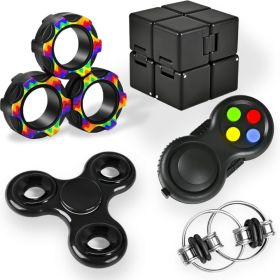 5PC Fidget Toys Adults Set Fidgets For Classroom Must Have Autism Sensory Pack Figette Cube ADHD Special Treasure Prize Tool Stress Relief Desk C (Option: Black)