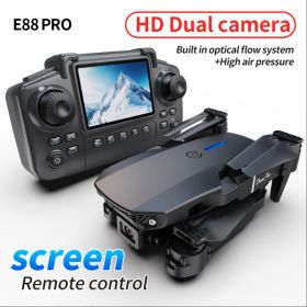 The E88 PRO Drone Is Equipped With A 4.91-inch Screen Controller, An SD Card, 2 Batteries, A Brushless Motor, Optical Flow Positioning, And Activ (Option: foldable)