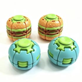 Burger Push-Spinner Multi-Pack, Press-to-Spin Fidget Toy, Novelty Stress Relief Hand Spinner, Ideal For Dorm, Classroom, Party Favors, Perfect Fo (Option: 4Pack2xBurger Spinner2xBlue)