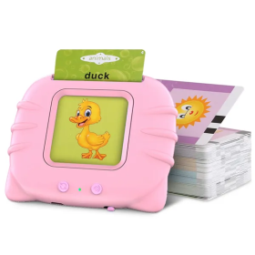 224 Words Kid Talking Cards 112 Card Electronic Cognitive Audio Toddler Reading Machine Animal (Color: Pink)