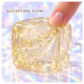 Golden Glitter Ice Cube Stress Relief Toy, Slow Rising TPR (Option: golden)