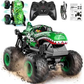 Monster Truck Remote Control Car Toy With Lights And Music For Kids (Option: Green)