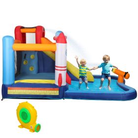 5 In 1 Inflatable Bounce House, Water Slide With 550W Blower, Splash Pool, Trampoline, Climbing Wall, Cannon (Option: Color mixing)