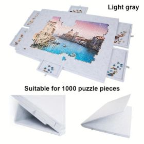 Foldable Puzzle Table With Sorting System Portable Puzzle Organizer For Adults Featuring A Built-in Stand And Protective Cover Spacious Family Ga (Option: Light Gray)