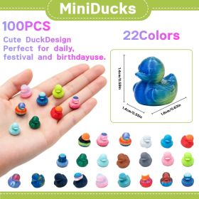 3D Printed Mini Duck Figurines, Mixed Color Tiny Duck Ornaments For Miniature Garden, Desk And DIY Decor (Option: PLA-100PCS-Mixed Colors)