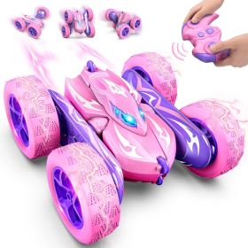 Remote Control Car For Kids, 4WD 360 Degree Flip Stunt RC Car, Rechargeable Double-Sided Drift Racing Toy For Boys And Girls (Option: Pink)