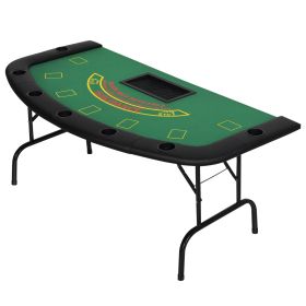 Poker Table Foldable, 72" Blackjack Table for 7 Players with Chip & Cup Holder, Green Felt (Option: Green-1910x970x110 mm)